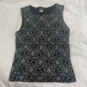 vintage floral bedazzled tank top